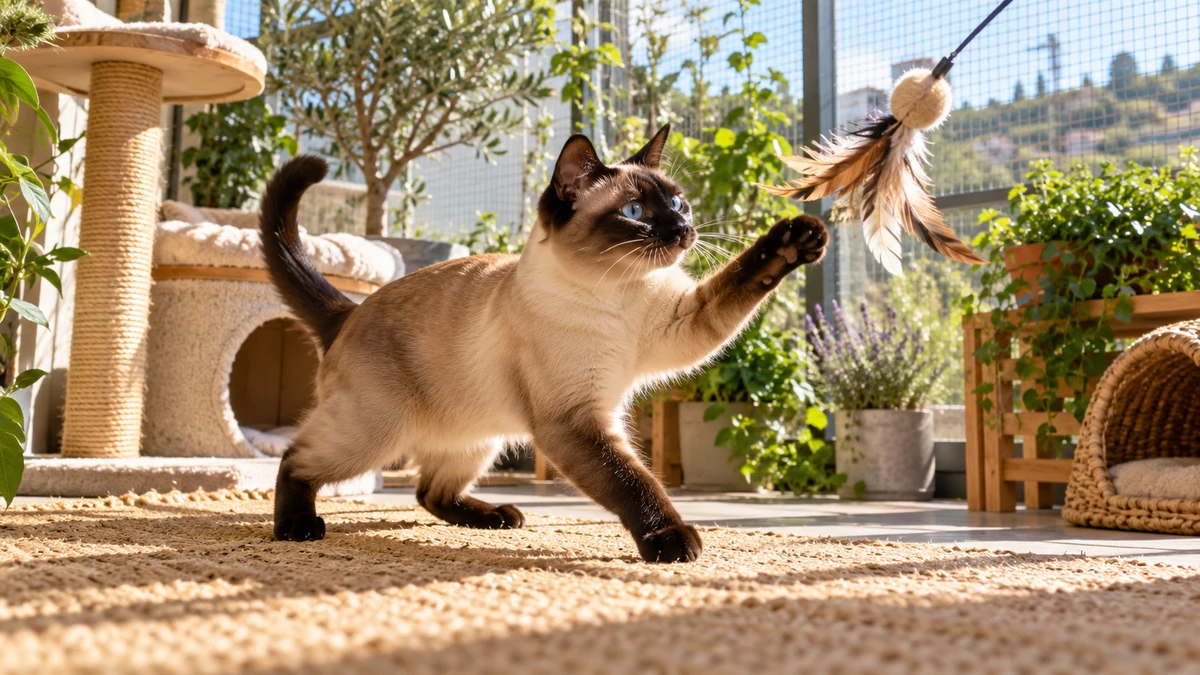 Siyam Kedisi kedi — oyun ve egzersiz anı